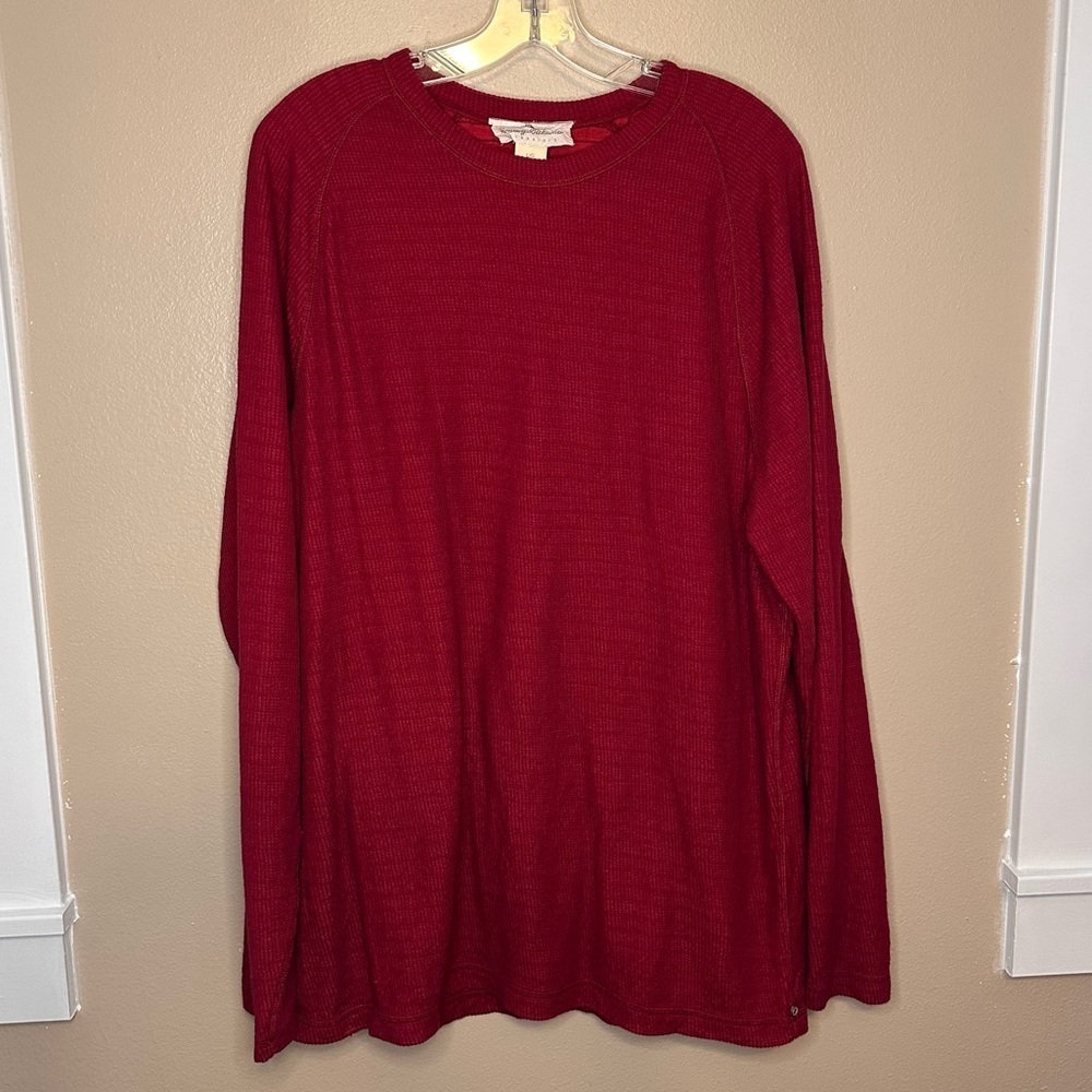 Tommy Bahama Men’s Long Sleeve Waffle Knit Reversible Shirt Large Dark R…